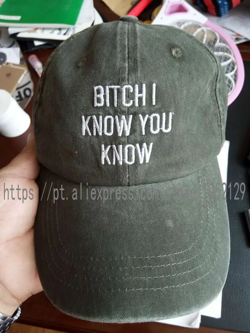 Rihanna tour "bitch I know you know" army green cap drake summer sixteen tour merch Kanye West i feel like pablo hat wolves
Rihanna tour "bitch I know you know" army green cap drake summer sixteen tour merch Kanye West i feel like pablo hat wolves