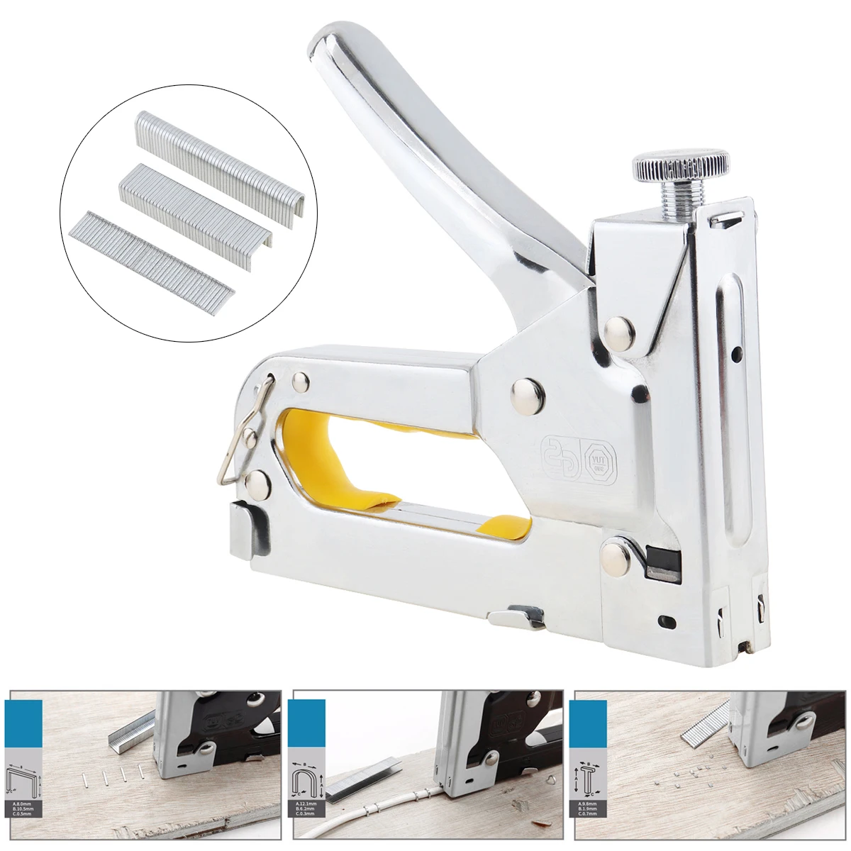 3pcs/lot Silver Manual Code Nail Gun Three-purpose Nail Gun for Upholstery Wood Working Rack & Roofing Tool Accessories
3pcs/lot Silver Manual Code Nail Gun Three-purpose Nail Gun for Upholstery Wood Working Rack & Roofing Tool Accessories