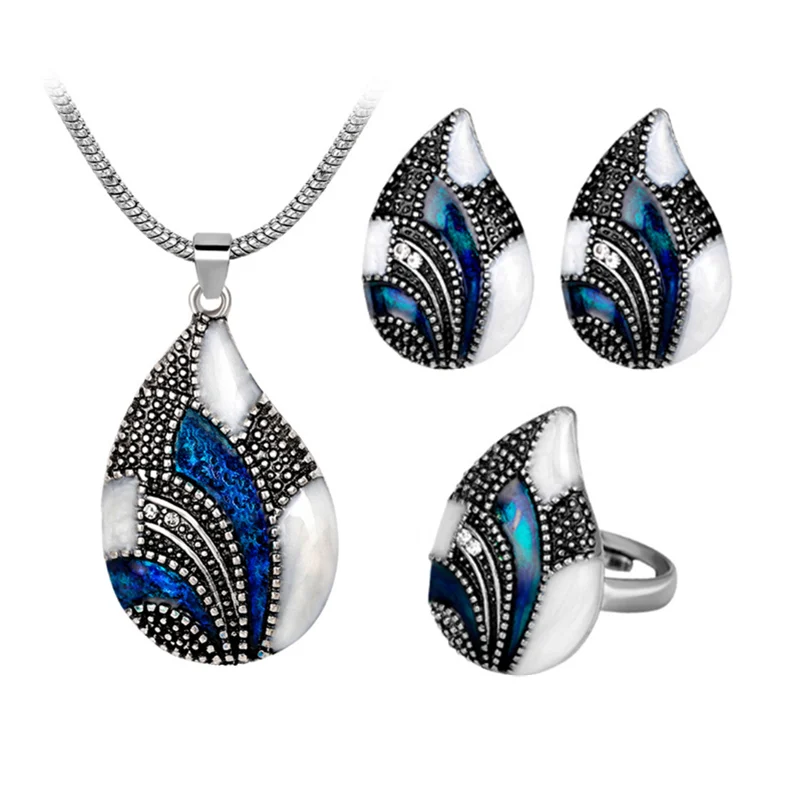 Women'S Fashion Retro 3 Pcs/Set Bride Wedding Luxury Crystal Necklace/Earrings/Ring For Women Water Drop Jewelry Set
Women'S Fashion Retro 3 Pcs/Set Bride Wedding Luxury Crystal Necklace/Earrings/Ring For Women Water Drop Jewelry Set