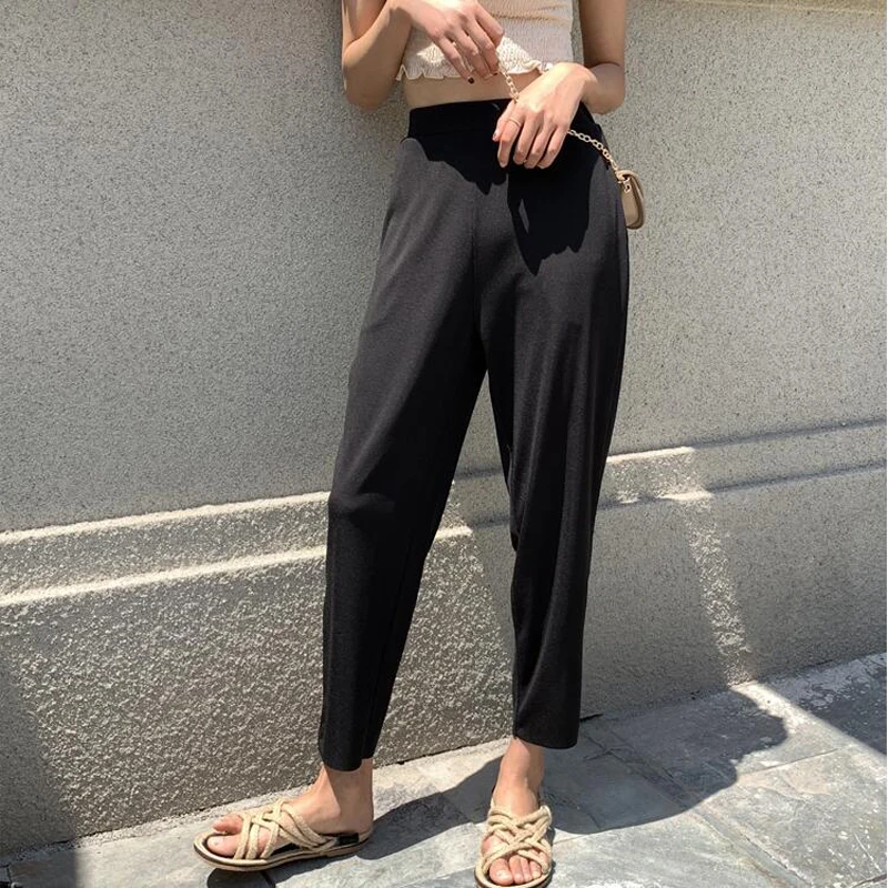 2019 New Korean High Waist Loose Trousers Women Summer Knitted High Waist Harem Pants Ankle-length Pants For Woman
2019 New Korean High Waist Loose Trousers Women Summer Knitted High Waist Harem Pants Ankle-length Pants For Woman