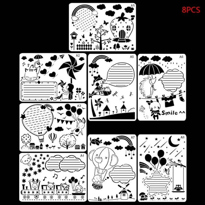 8pcs/set Hand Copy Painting Drawing Template Rulers A4 Size Stencils DIY Painting Mold School Supply Tools Craft Children Gifts
8pcs/set Hand Copy Painting Drawing Template Rulers A4 Size Stencils DIY Painting Mold School Supply Tools Craft Children Gifts