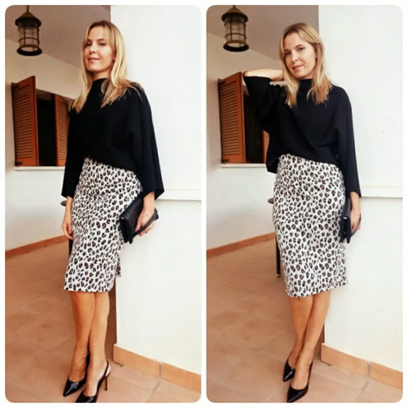 Sexy Back Slit Package Hips Leopard Skirt Vintage 2018 New Women High Waist Split Hem Knee-length Skirts Femme 2 Colors
Sexy Back Slit Package Hips Leopard Skirt Vintage 2018 New Women High Waist Split Hem Knee-length Skirts Femme 2 Colors