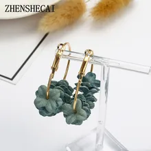 Hàn quốc 2018 Thanh Lịch Vải Hoa goop high Bông Tai Bijoux Sweety Cánh Hoa Hợp Kim Tai Vòng Tròn Lớn Bông Tai Quyến Rũ Brinco Cho Phụ Nữ ez1(China)