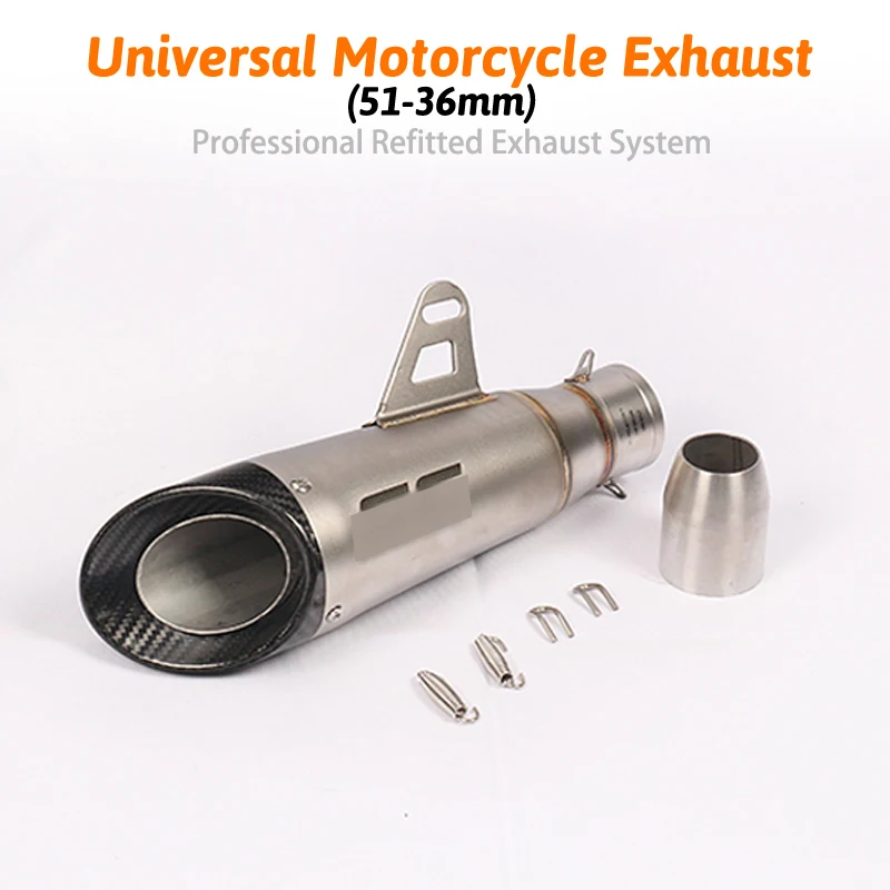 Universal 51mm Motorcycle Exhaust Modified Scooter Exhaust Carbon fiber Muffler Fit Most Motorcycle For Z800 CBR1000 CBT TMAX
Universal 51mm Motorcycle Exhaust Modified Scooter Exhaust Carbon fiber Muffler Fit Most Motorcycle For Z800 CBR1000 CBT TMAX