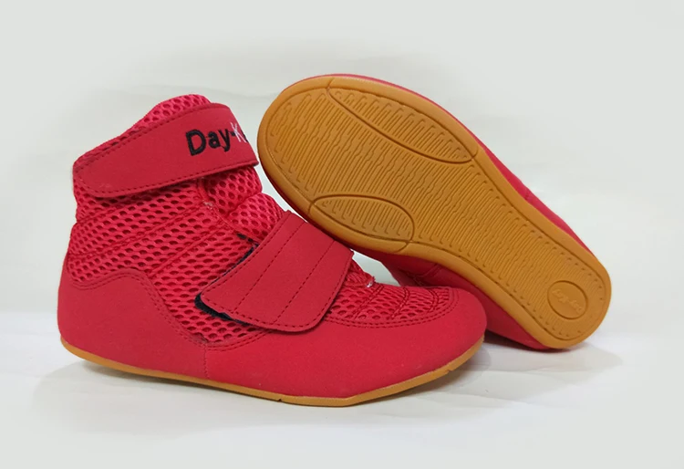 Обувь для борьбы детей обувь кикбоксинга размер 30 35 цвет красный черный и