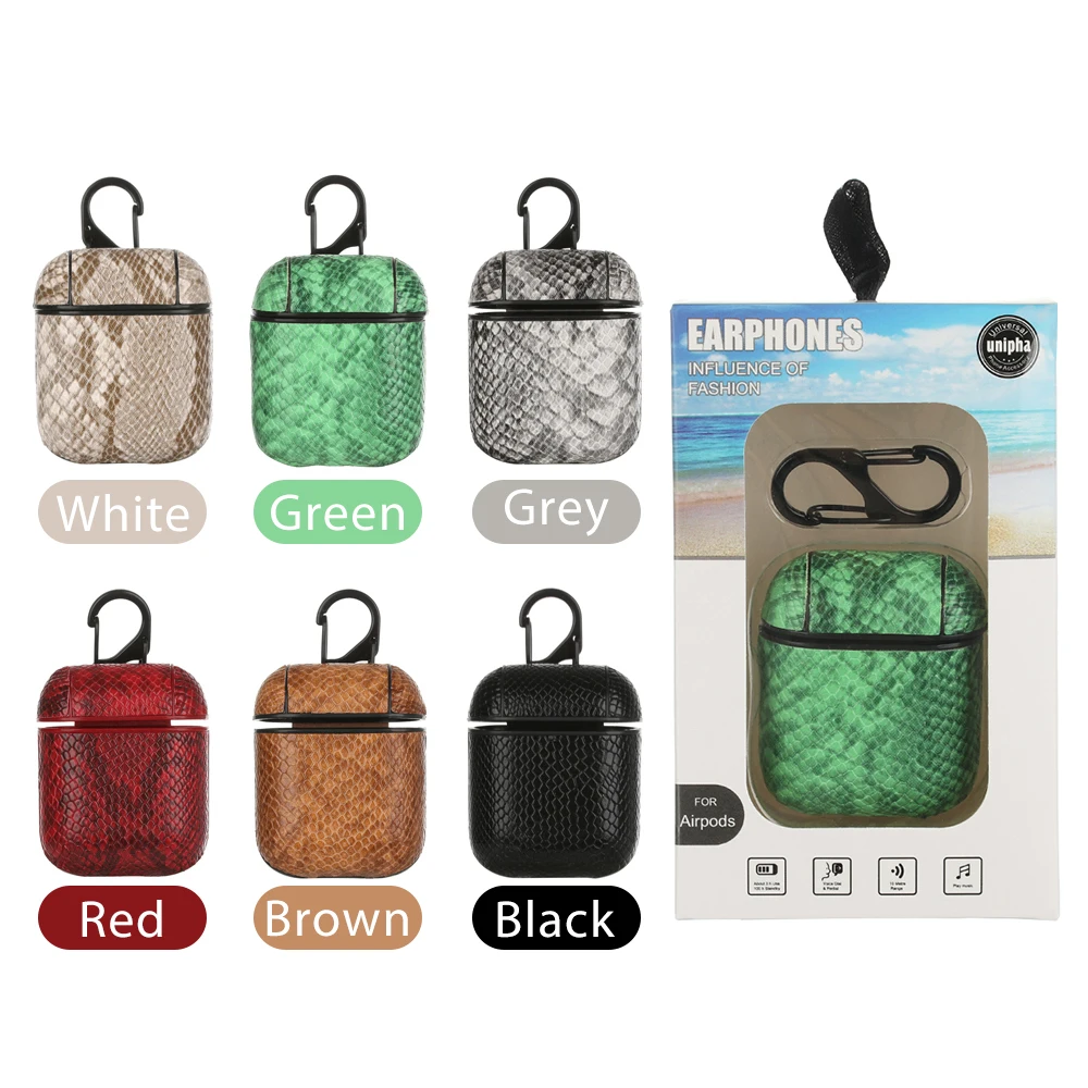New Arrival New Design Fashion Snake Print Leather Cover Skin Case Protective For Apple AirPods Earphones with Hooks Soft Coque
New Arrival New Design Fashion Snake Print Leather Cover Skin Case Protective For Apple AirPods Earphones with Hooks Soft Coque