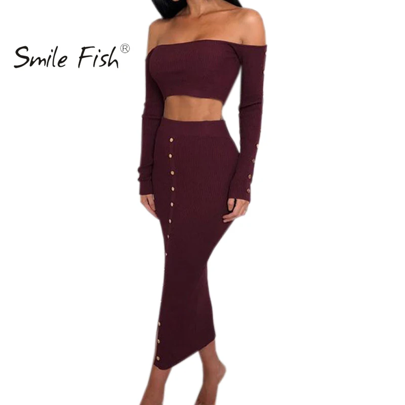 Two Piece Set Crop Top and Pencil Skirt Outfits Off Shoulder Buttons Skinny Split Knitted Women's Sets Winter Sexy Bodycon GV927
Two Piece Set Crop Top and Pencil Skirt Outfits Off Shoulder Buttons Skinny Split Knitted Women's Sets Winter Sexy Bodycon GV927
