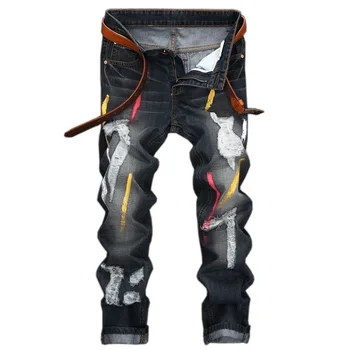 2019 New Men's Splash Paint jeans Male Europe and America Hole Personality Retro Straight jeans Men's clothing More size 28-42
2019 New Men's Splash Paint jeans Male Europe and America Hole Personality Retro Straight jeans Men's clothing More size 28-42