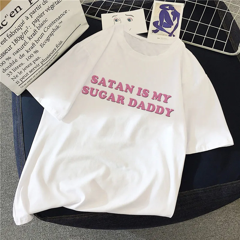 Summer Fashion Tops Tee Satan Is My Sugar Daddy Tumblr Girls Shirt Kawaii casual Harajuku T-Shirt Female Aesthetic Clothing
Summer Fashion Tops Tee Satan Is My Sugar Daddy Tumblr Girls Shirt Kawaii casual Harajuku T-Shirt Female Aesthetic Clothing