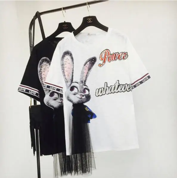 2019 Summer New Fashion women's Sweet Rabbit Patch Lace Short Sleeve T-shirt Ladies All Match Letter Beading Slim Tops Shirt
2019 Summer New Fashion women's Sweet Rabbit Patch Lace Short Sleeve T-shirt Ladies All Match Letter Beading Slim Tops Shirt