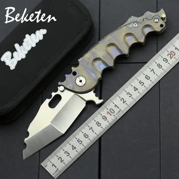 BETEKEN D2 satin steel Man war Folding knife TC4 Titanium handle ball bearing outdoor camping hunting survival pocket M knives
BETEKEN D2 satin steel Man war Folding knife TC4 Titanium handle ball bearing outdoor camping hunting survival pocket M knives