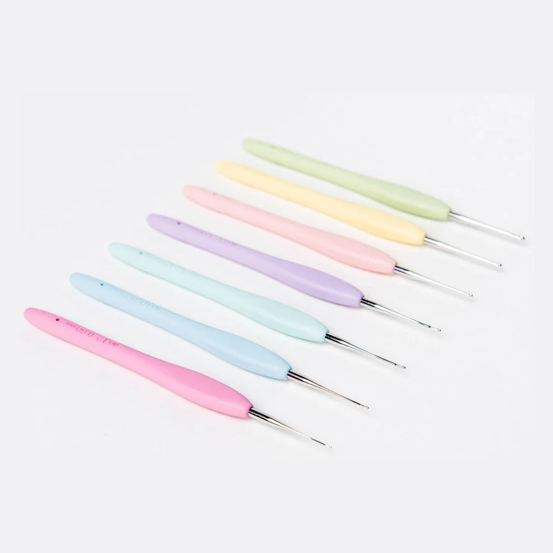 8Pcs Knitting Needles Set Curved Handle Aluminum Crochet Hooks Weave Yarn DIY GA