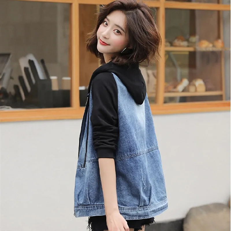 Spring Autumn Women Windbreaker Hooded Zip Loose Jean Jacket Female Casual Short Clothes Outerwear Woman Streetwear Denim Coat
Spring Autumn Women Windbreaker Hooded Zip Loose Jean Jacket Female Casual Short Clothes Outerwear Woman Streetwear Denim Coat