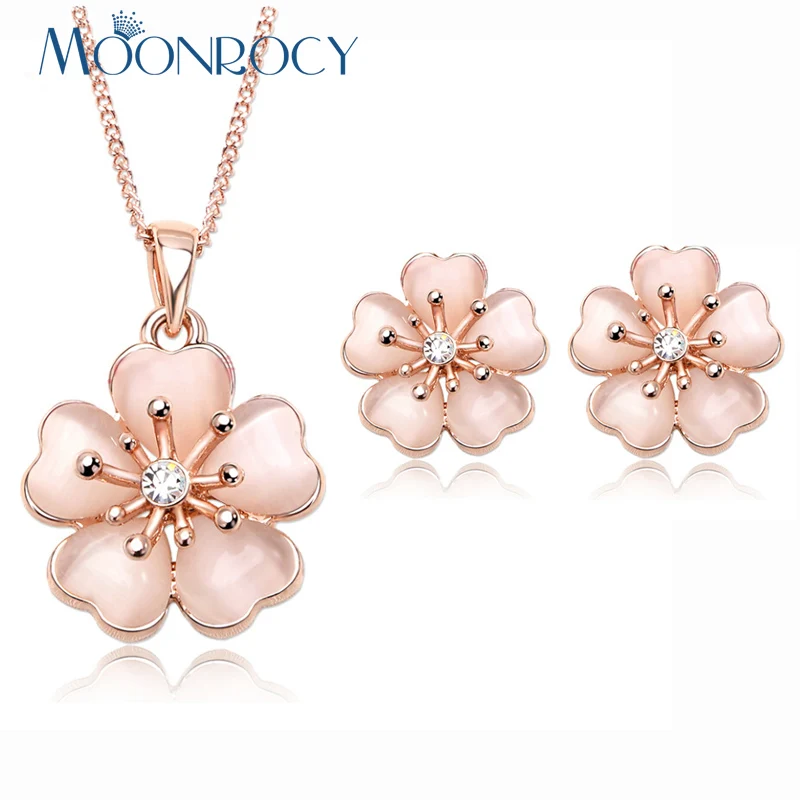 MOONROCY Drop Shipping Fashion Cymophane Opal Crystal Necklace and Earrings Set Zirconia rose Gold Color Jewelry Set for women 
MOONROCY Drop Shipping Fashion Cymophane Opal Crystal Necklace and Earrings Set Zirconia rose Gold Color Jewelry Set for women