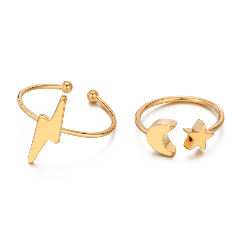1PC Cute Simple Star Moon Lightning Open Ring Women Personality Glossy Gold Silver Color Adjustable Small Ring Anillo R146
1PC Cute Simple Star Moon Lightning Open Ring Women Personality Glossy Gold Silver Color Adjustable Small Ring Anillo R146