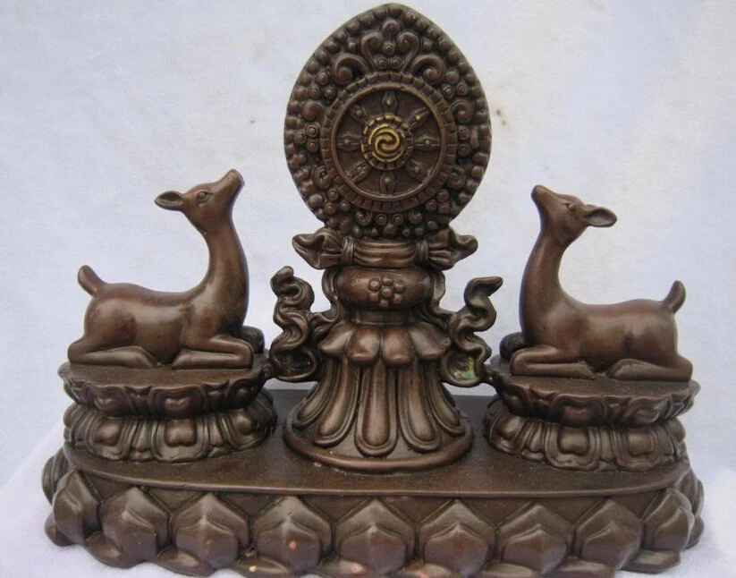 10" Chinese Tibetan Buddhism Auspicious Symbol Bronze 2 Deer Statue Sculpture R0711
10" Chinese Tibetan Buddhism Auspicious Symbol Bronze 2 Deer Statue Sculpture R0711