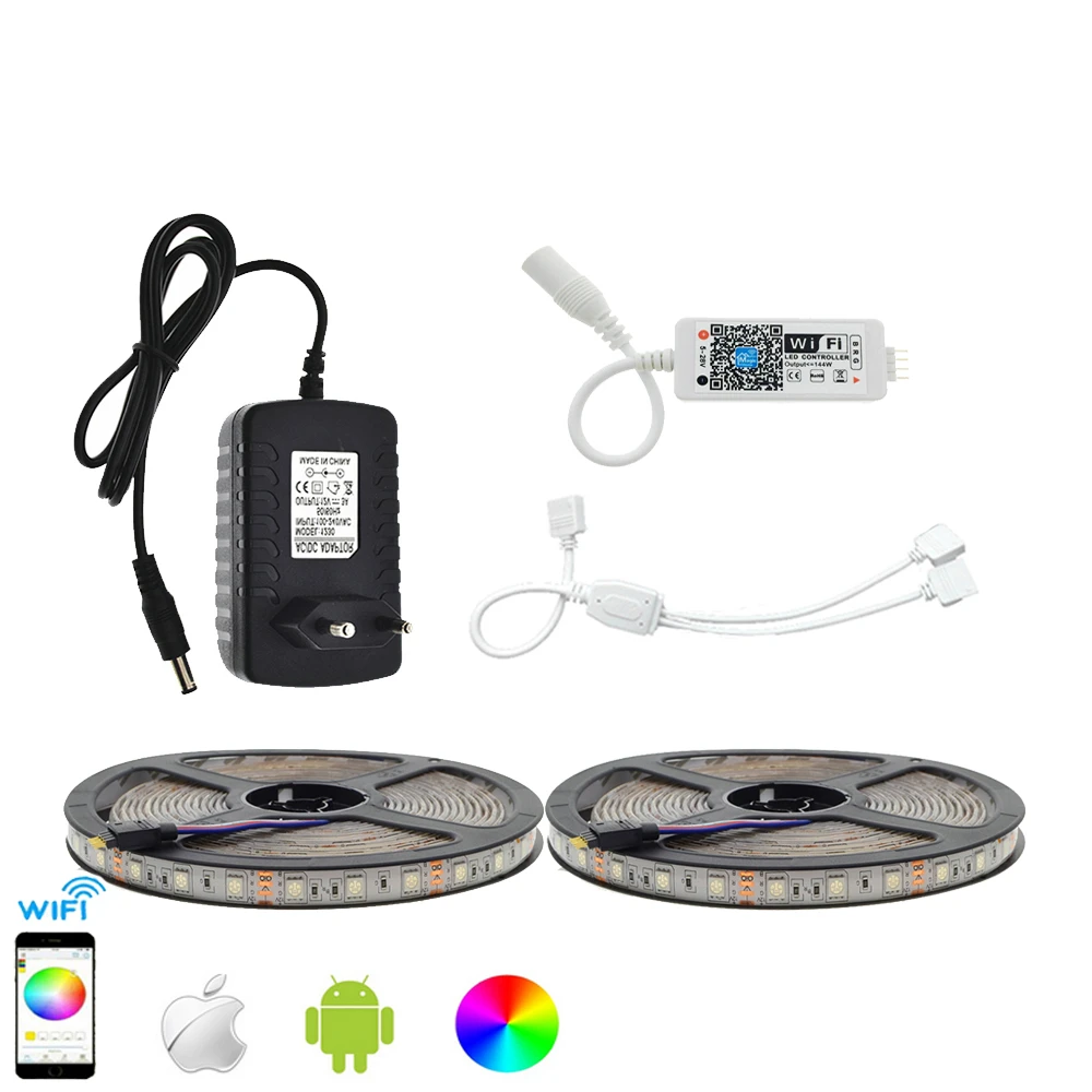 Комплект светодиодных лент IP65 водонепроницаемая 5050 RGB 10 м/Светодиодная гибкая