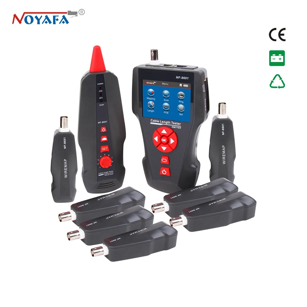 Noyafa NF-8601W Multi-functional LCD Network Cable Tester For RJ45, RJ11, BNC, Metal Cable,PING/POE Redes Tracker
Noyafa NF-8601W Multi-functional LCD Network Cable Tester For RJ45, RJ11, BNC, Metal Cable,PING/POE Redes Tracker