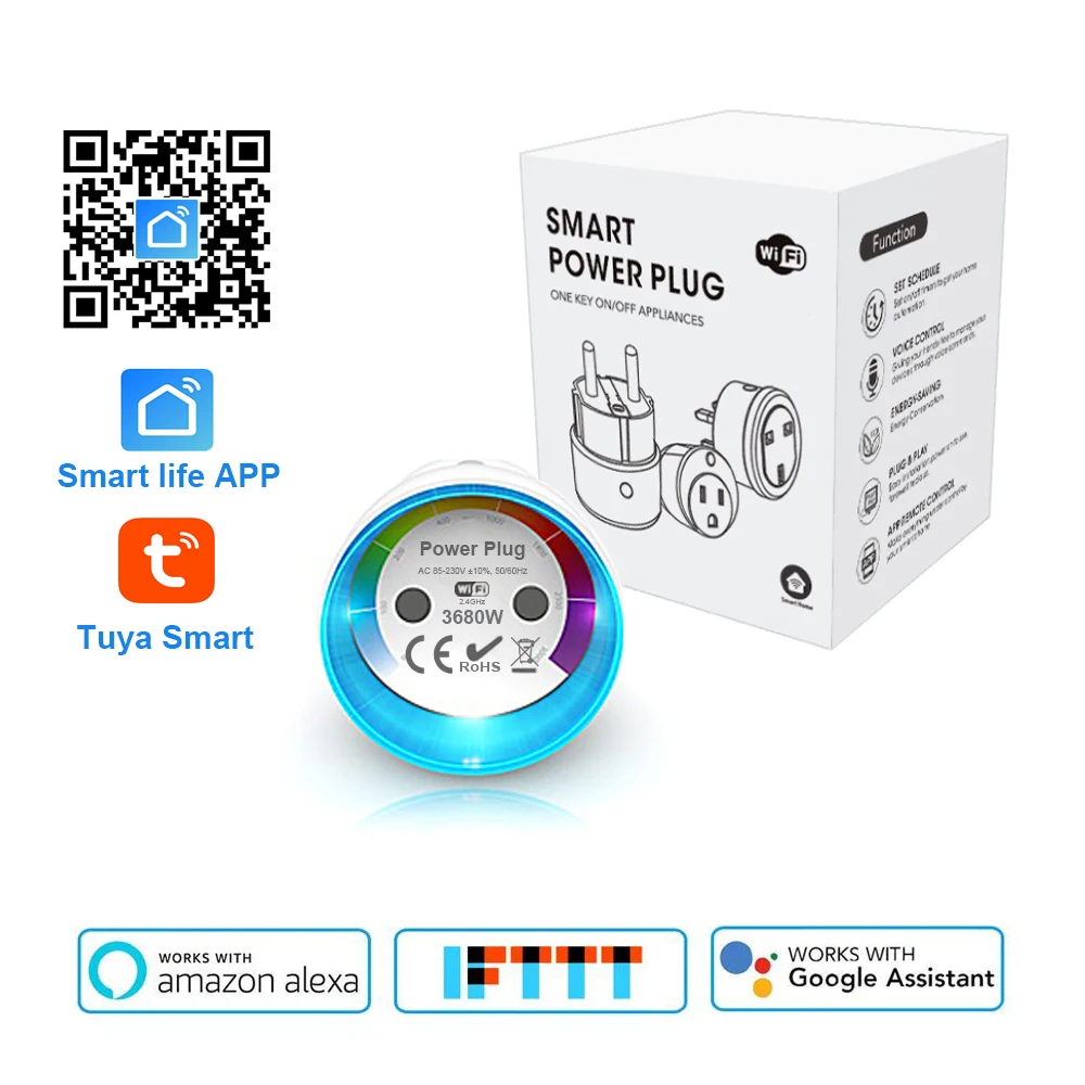 Smart life Wifi Smart Socket EU Plug 3680W 16A power Energy Monitoring Outlet Timer Switch Voice Control Work with Alexa Google
Smart life Wifi Smart Socket EU Plug 3680W 16A power Energy Monitoring Outlet Timer Switch Voice Control Work with Alexa Google