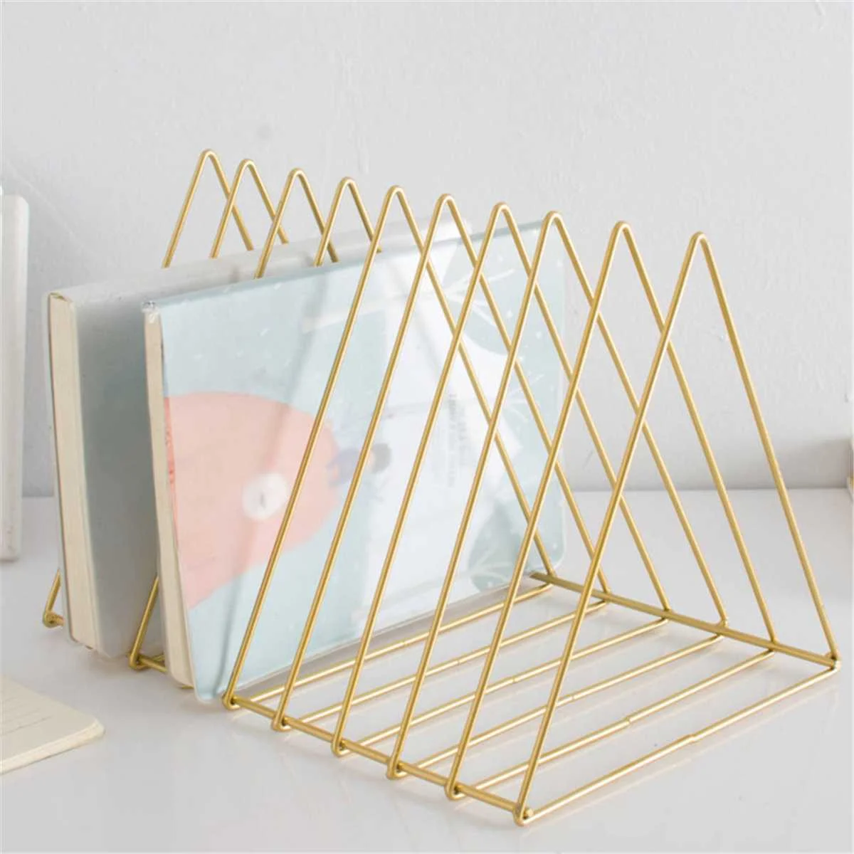 Metal Triangle Iron Art Desktop Bookshelf Letter Magazine Storage Rack Holder Home Decor
Metal Triangle Iron Art Desktop Bookshelf Letter Magazine Storage Rack Holder Home Decor