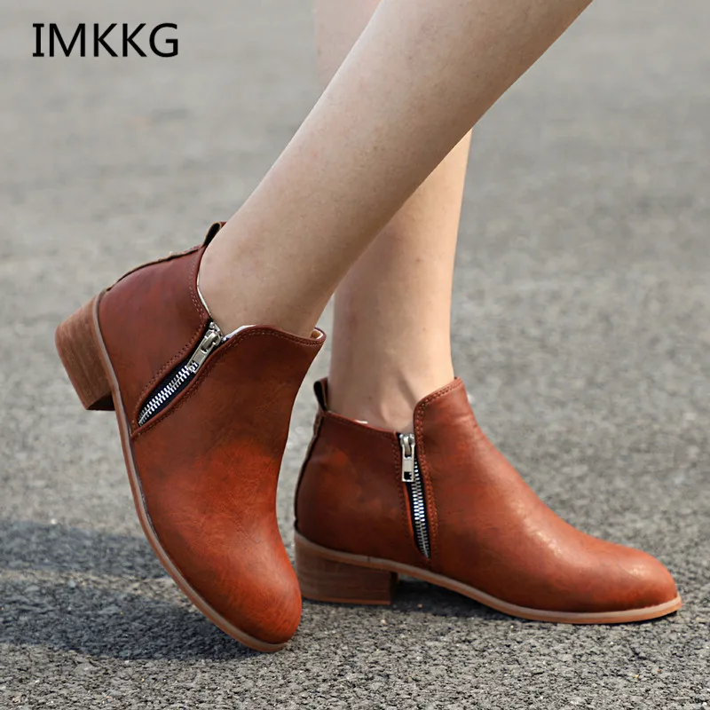 Botines mujer/2018 простые теплые модные женские ботинки ботильоны из нубука на молнии bota