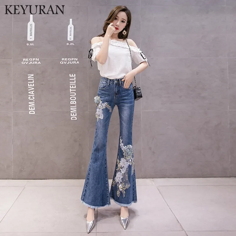 2019 Spring Luxury Embroidered Flares High Waist Big Flared Jeans Female Boot Cut Fine Beading Bell Bottom Jeans Denim Trousers
2019 Spring Luxury Embroidered Flares High Waist Big Flared Jeans Female Boot Cut Fine Beading Bell Bottom Jeans Denim Trousers
