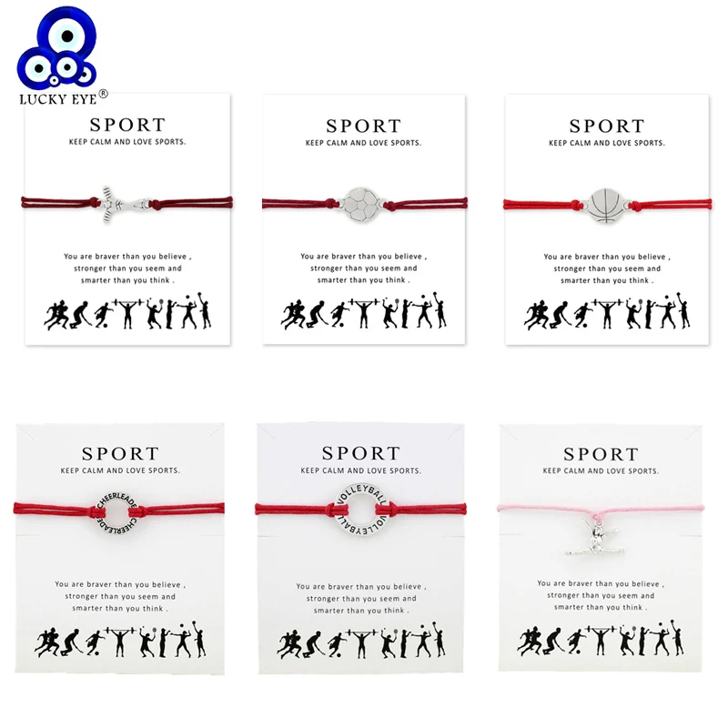 Lucky Eye Bracelet Basketball Ballet Football Friendship Charm Bracelet with Card Adjustable Red Rope Chain Jewelry for Women
Lucky Eye Bracelet Basketball Ballet Football Friendship Charm Bracelet with Card Adjustable Red Rope Chain Jewelry for Women