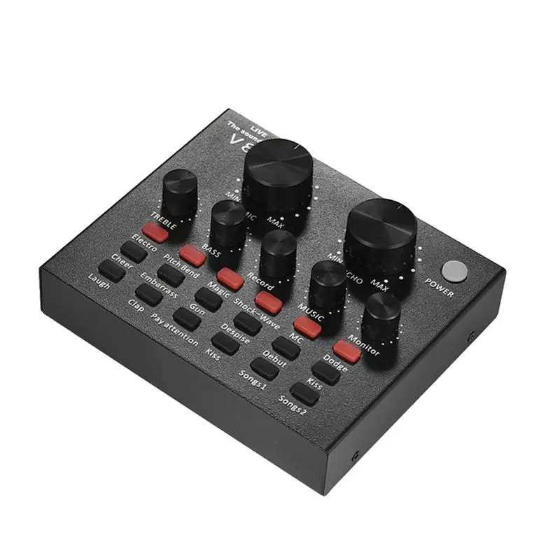 External Audio Mixing Sound Card USB Interface with Multiple Sound Effects Built-in Rechargeable Battery for Singing Recording
External Audio Mixing Sound Card USB Interface with Multiple Sound Effects Built-in Rechargeable Battery for Singing Recording