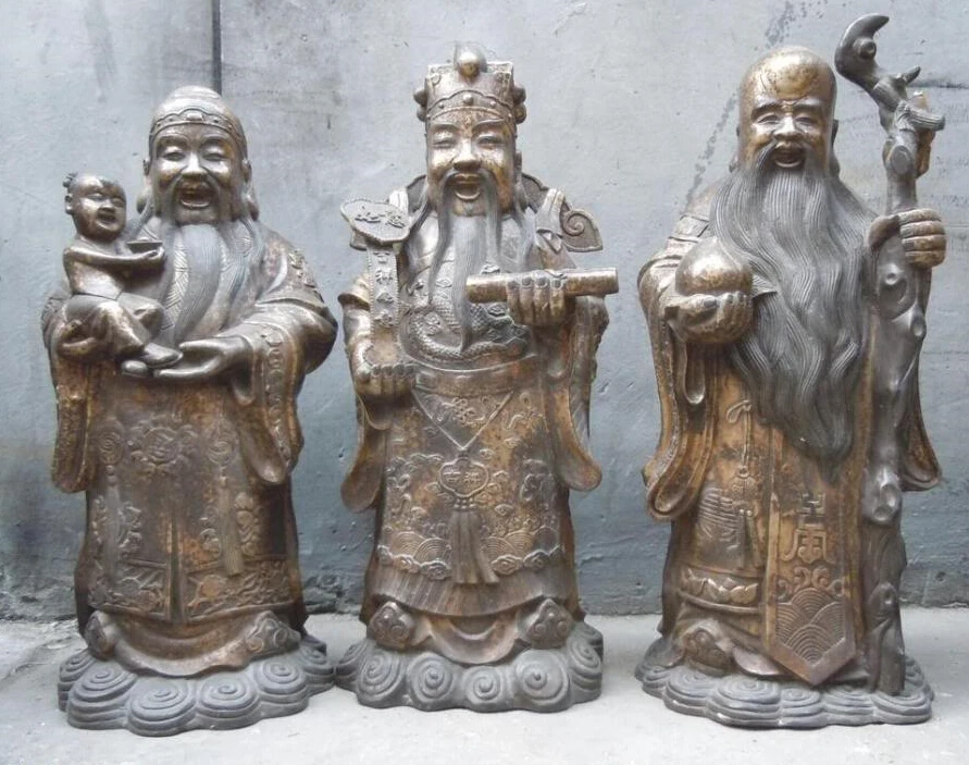 23" China copper bronze gild fine FU.LU.SHOU 3 immortal buddha Sculpture Statues
23" China copper bronze gild fine FU.LU.SHOU 3 immortal buddha Sculpture Statues