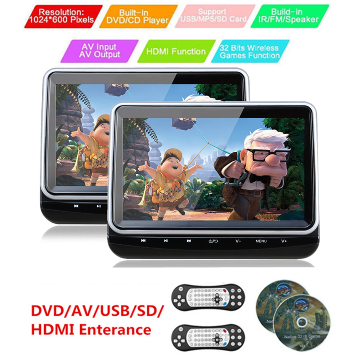 Dvd Player Touch Buttons Car Headrest 1024 10.1'' With Hdmi Port Monitor Support Universal 2pcs Hd
Dvd Player Touch Buttons Car Headrest 1024 10.1'' With Hdmi Port Monitor Support Universal 2pcs Hd