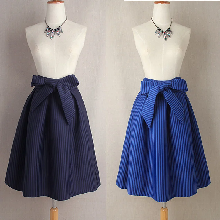 2015 Vintage Woman Ball Gown Skirts Retro 5 Colors Bowknot High Waist Striped Midi Skirts Knee Length Slim Cute Lolita Skirt
2015 Vintage Woman Ball Gown Skirts Retro 5 Colors Bowknot High Waist Striped Midi Skirts Knee Length Slim Cute Lolita Skirt