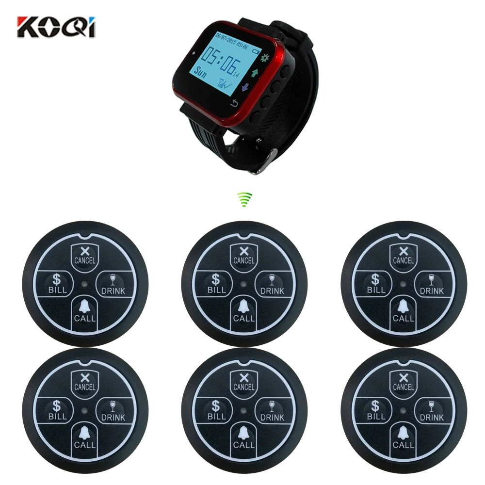Wireless Call System 1 Receiver Watch Pager 6 Transmitter Call Button 433MHZ Restaurant Waiter Service High-efficiency
Wireless Call System 1 Receiver Watch Pager 6 Transmitter Call Button 433MHZ Restaurant Waiter Service High-efficiency