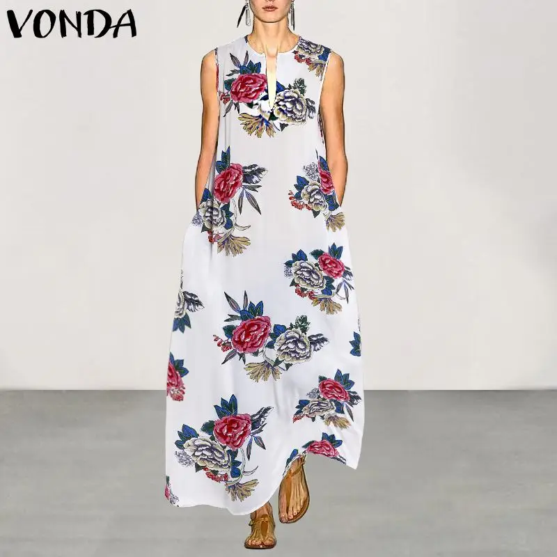 VONDA Bohemian Summer Dress Women V Neck Floral Print Maxi Dresses 2019 Vintage Sleeveless Vestido Beach Robe Femme Plus Size
VONDA Bohemian Summer Dress Women V Neck Floral Print Maxi Dresses 2019 Vintage Sleeveless Vestido Beach Robe Femme Plus Size