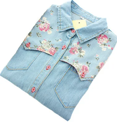 Women Denim Shirt Chemise Jean's Femme Floral Jeans Blouse Long Sleeve Plus Size Blusa Casual Tops Camisa Vetements
Women Denim Shirt Chemise Jean's Femme Floral Jeans Blouse Long Sleeve Plus Size Blusa Casual Tops Camisa Vetements