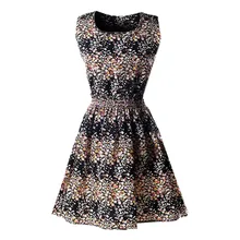 2019 vestido de chifón informal para mujer 2019 minivestido de fiesta de playa sin mangas sexy casual con cuello redondo para mujer(China)