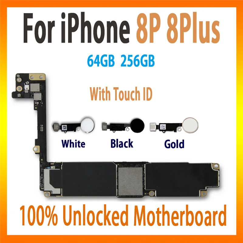 100% unlocked motherboard For iPhone 8 Plus motherboard with / without touch ID mainboard for iphone 8p logic board Full Chips
100% unlocked motherboard For iPhone 8 Plus motherboard with / without touch ID mainboard for iphone 8p logic board Full Chips