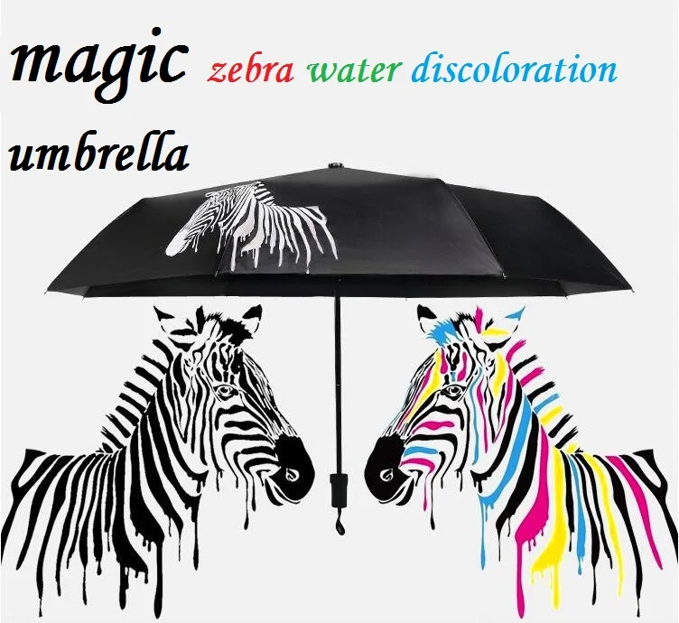 Fully automatic Zebra discoloration umbrella Color Changing Folding Portable Umbrella Sunshade Parasol black coating Anti-UV
Fully automatic Zebra discoloration umbrella Color Changing Folding Portable Umbrella Sunshade Parasol black coating Anti-UV