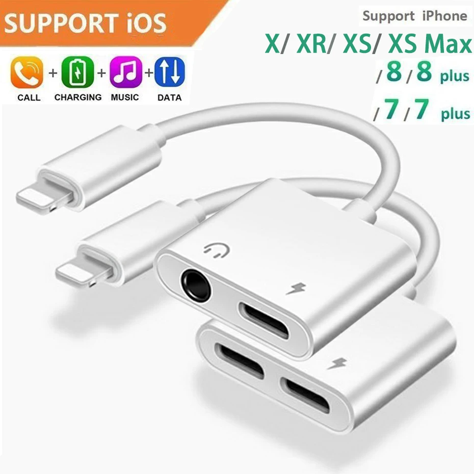 2 in 1 For iPhone X 8 Plus Audio Charger Adapter For Lightning Adapter For Lightning to 3.5mm Adapter AUX Converter Cable
2 in 1 For iPhone X 8 Plus Audio Charger Adapter For Lightning Adapter For Lightning to 3.5mm Adapter AUX Converter Cable