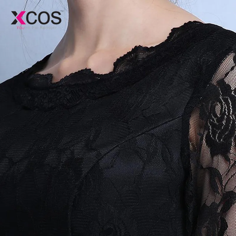 XCOS 2018 кружево Новая мода Черный цвет плюс размер халат De Roiree Вечерние Короткие