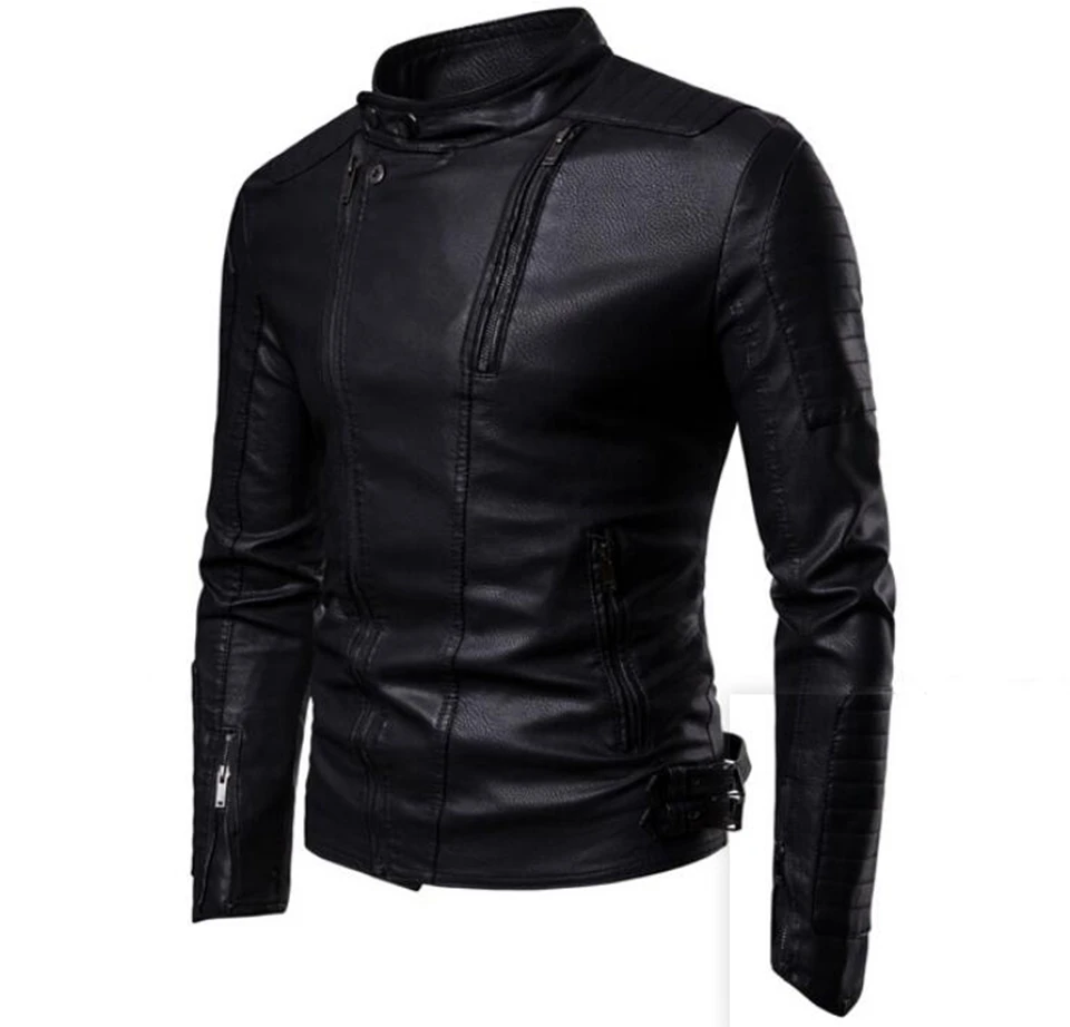 Фото Men fall European American fashion personality han version of the standing-collar new boutique young zipper jacket L-3XL  | Куртки из искуственной кожи (32922653967)
