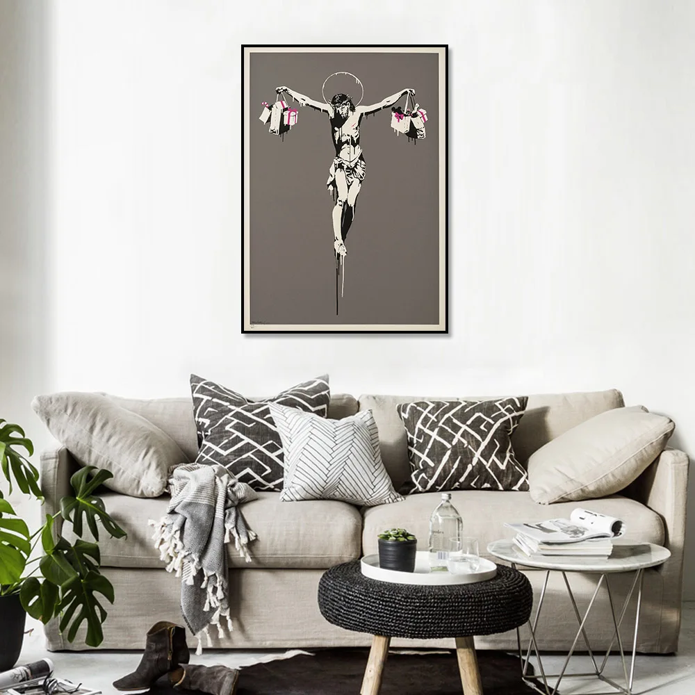BANKSY Graffiti Street Art Christ with Shopping Bags Silk Fabric Poster Nordic Canvas Art Print Poster Wall Art Decor
BANKSY Graffiti Street Art Christ with Shopping Bags Silk Fabric Poster Nordic Canvas Art Print Poster Wall Art Decor