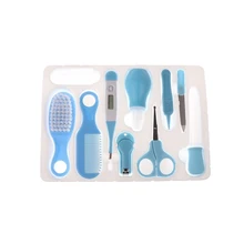 Mais novo 9 pçs conjunto de cuidados de saúde bebê recém-nascido portátil clipper prego termômetro escova crianças aliciamento kit para 2019(China)