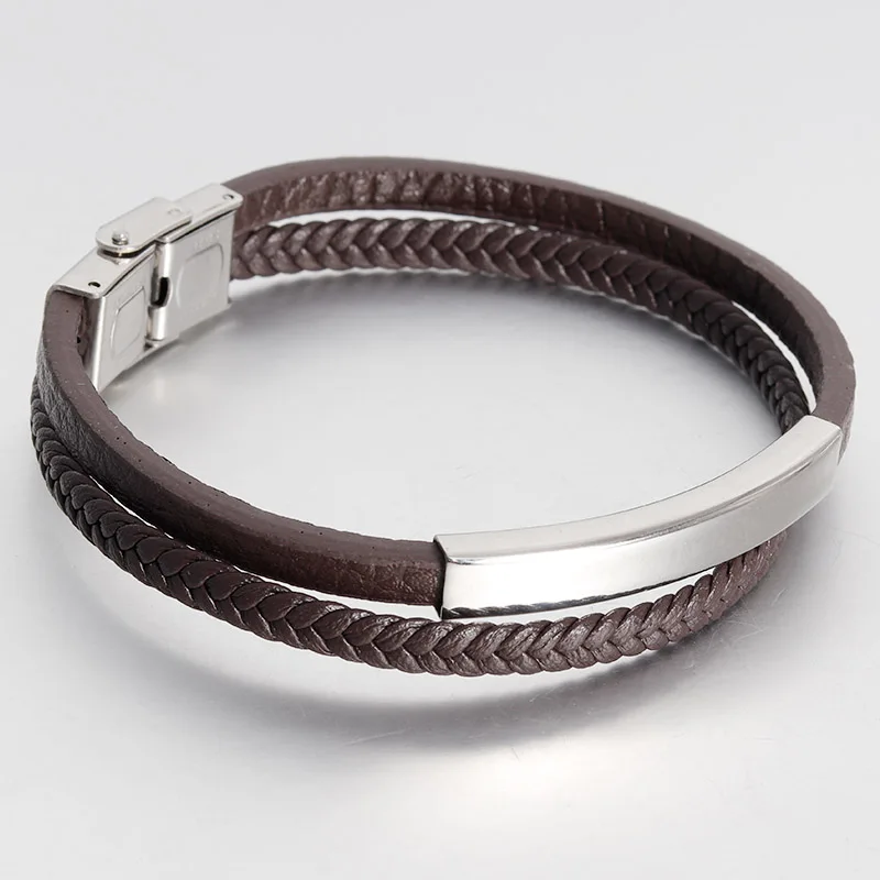 Fashion Brown Leather Braid Bracelet Punk Stainless Steel Buckle Double Layer Bangle for Men Jewelry Black Rope Chain Vintage
Fashion Brown Leather Braid Bracelet Punk Stainless Steel Buckle Double Layer Bangle for Men Jewelry Black Rope Chain Vintage