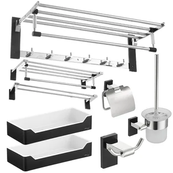 Bathroom Accessories Polished Silver Toothbrush Holder Metal Black Finished Bathroom Hardware Set Towel Ring Bahtroom Shelf
Bathroom Accessories Polished Silver Toothbrush Holder Metal Black Finished Bathroom Hardware Set Towel Ring Bahtroom Shelf
