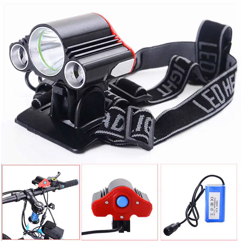 3X T6 LED Bike Bicycle Front Light Lamp Headlight Headlamp+battery+charger lanterna led bike led flashlight rechargeable #3o4 (2)
