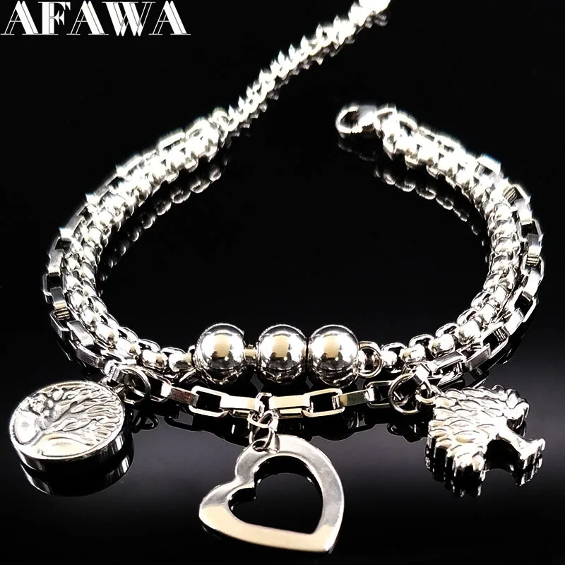 2019 Double Love Silver Color Stainless Steel Bracelet for Women Tree of Life Bracelets Bangles Jewelry pulseras hombre B61448
2019 Double Love Silver Color Stainless Steel Bracelet for Women Tree of Life Bracelets Bangles Jewelry pulseras hombre B61448