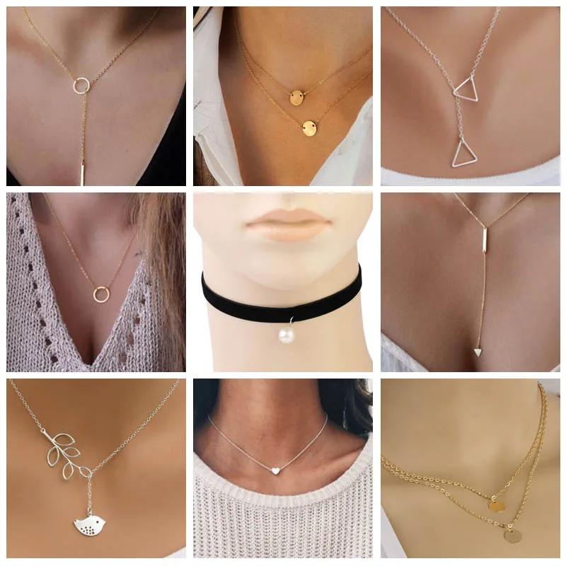 Крошечное ожерелье сердца для женщин Двухслойное с короткой цепочкой и кулоном в