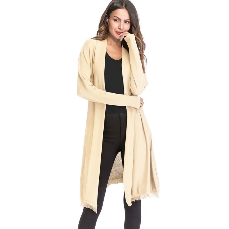 Harajuku Long Tassel Asymmetric Hem Sleeve Cardigan Ladies Autumn Fashion Knitted Sweater Women Coat Casual Cardigans |