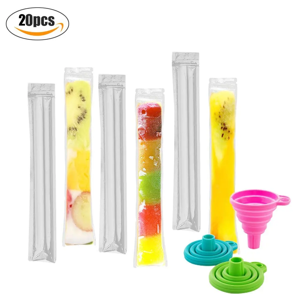 Bags Disposable DIY Ice Pop Molds Bags with Foldable Funnel Free Zip-Top Ice Popsicle Pouch for Yogurt,Ice Candy or Freeze Pops
Bags Disposable DIY Ice Pop Molds Bags with Foldable Funnel Free Zip-Top Ice Popsicle Pouch for Yogurt,Ice Candy or Freeze Pops