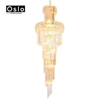 

Modern K9 Large LED Spiral Living Room Crystal Chandeliers Lighting Fixture for Staircase Stair Lamp Showcase Bedroom Hotel Hall
